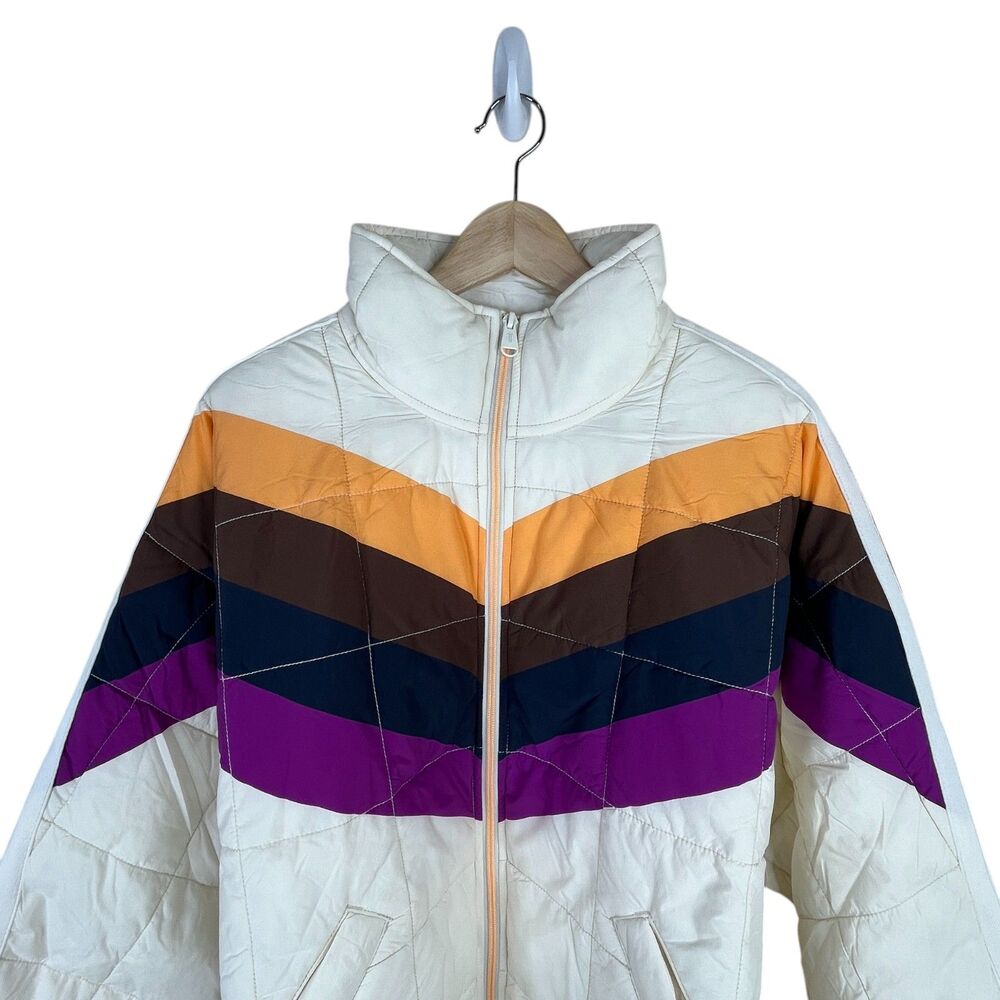 NWT FP Movement x Hatch Printed Puffer Jacket Sz L Ivory Chevron Combo Maternity - Picture 6 of 12